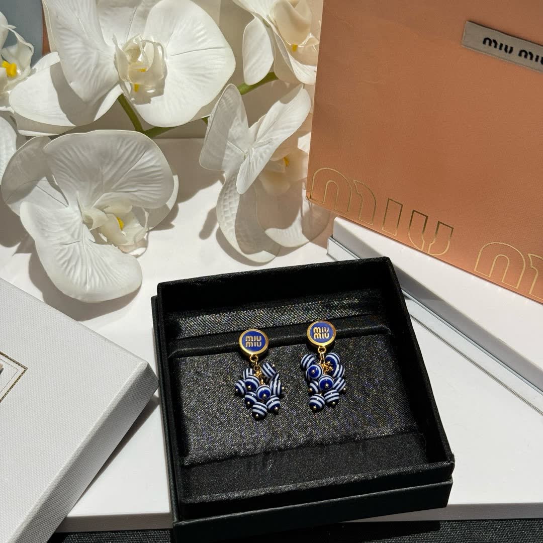 Miu Miu Blue and Gold Earrings